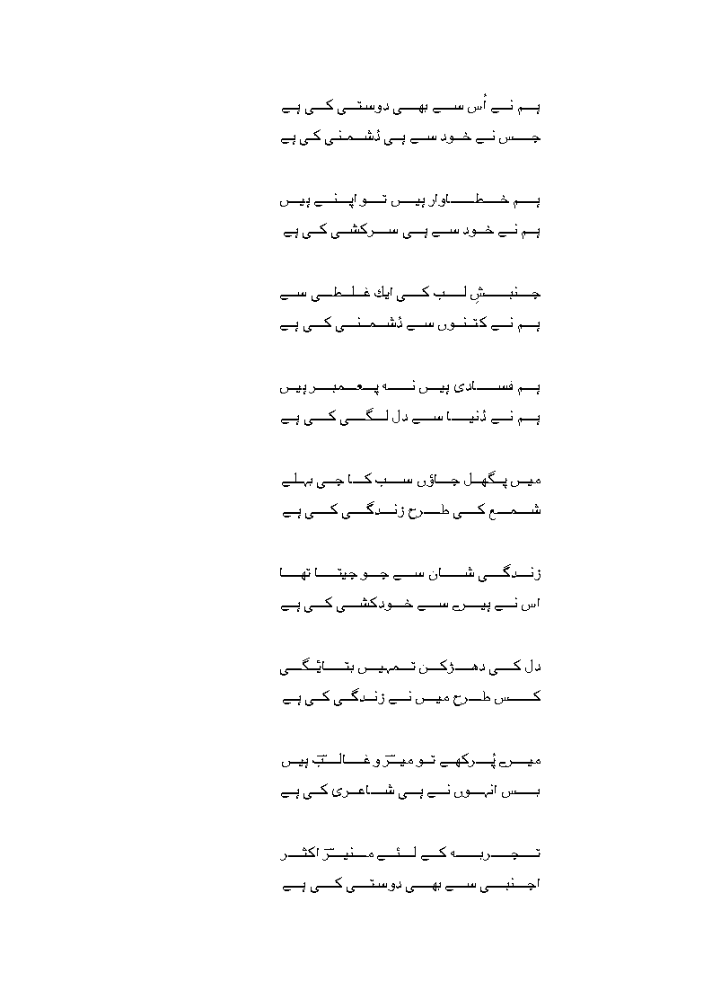 Yeh Ghazal "Roushni" (USA) main publish ho chuki hai.