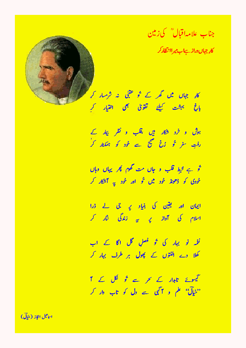 kaar e jahaaN daraaz hai abb meraa intizaar kar.gif