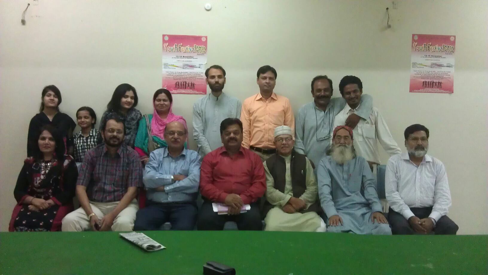 Group photo of Karachi Poets,Writers,Artists who attended aik sham Khalid Irfan k naam Arts Council of Pakistan Karachi on 28,7,13